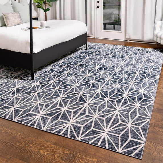 Jill Zarin Uptown Collection Area Rug - Fifth Avenue (5' 1" x 8' Rectangle Navy Blue/Ivory)