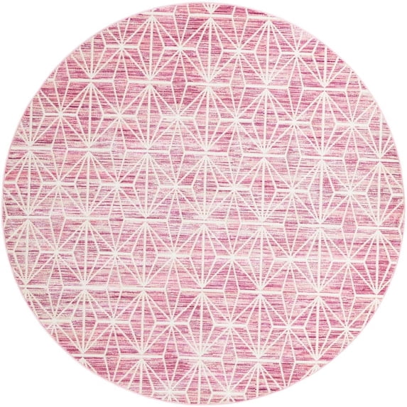Jill Zarin Uptown Collection Area Rug - Fifth Avenue (7' 10" Round Pink/Ivory)