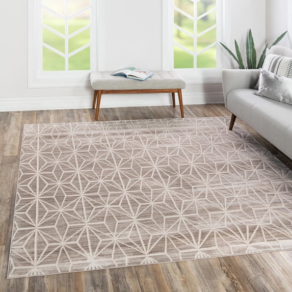 Jill Zarin Uptown Collection Area Rug - Fifth Avenue (7' 10" Square Brown/Ivory)