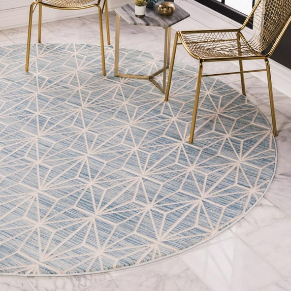 Jill Zarin Uptown Collection Area Rug - Fifth Avenue (8' Round Blue/Ivory)
