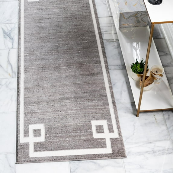 Jill Zarin Uptown Collection Area Rug - Lenox Hill (2' 7" x 8' Runner Gray/Ivory)