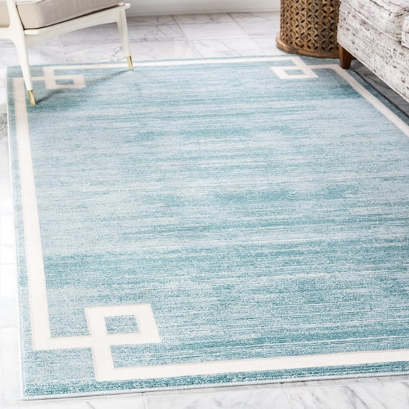 Jill Zarin Uptown Collection Area Rug - Lenox Hill (5' 1" x 8' Rectangle Turquoise/Ivory)