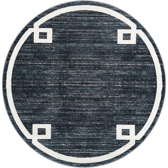 Jill Zarin Uptown Collection Area Rug - Lenox Hill (5' 3" Round Navy Blue/Ivory)