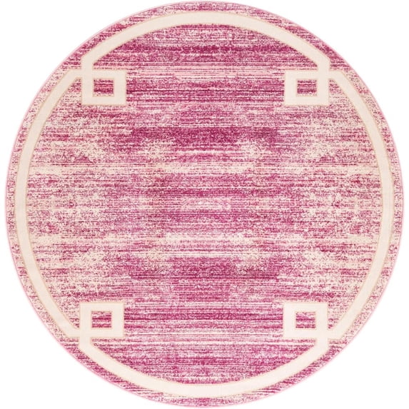 Jill Zarin Uptown Collection Area Rug - Lenox Hill (5' 3" Round Pink/Ivory)