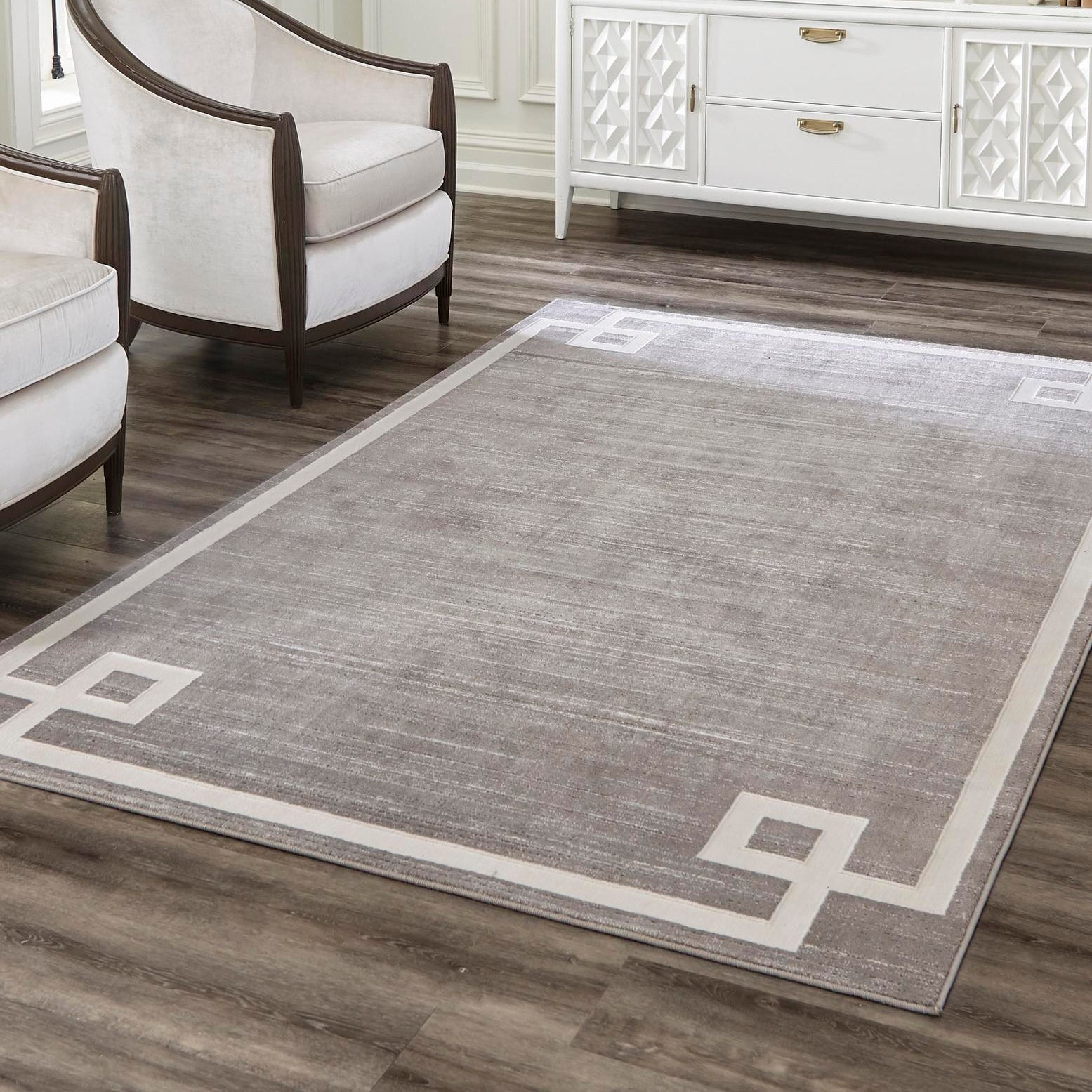 Gray Geometric Synthetic 8' x 10' Rectangular Area Rug