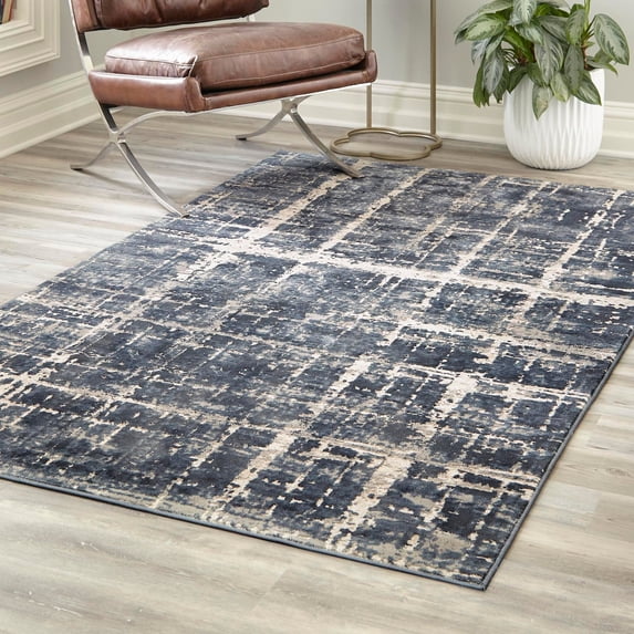 Jill Zarin Uptown Collection Area Rug - Lexington Avenue (2' x 3' 1" Rectangle Navy Blue/Beige)