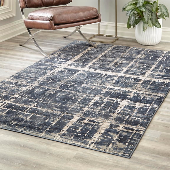 Jill Zarin Uptown Collection Area Rug - Lexington Avenue (5' 1" x 8' Rectangle Navy Blue/Beige)
