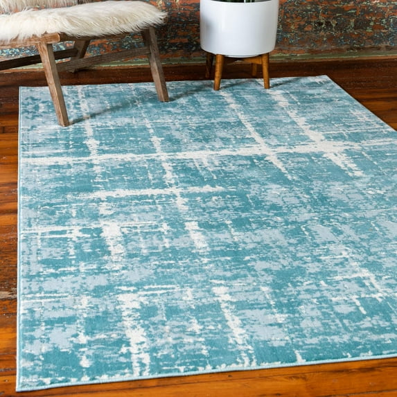 Jill Zarin Uptown Collection Area Rug - Lexington Avenue (5' 1" x 8' Rectangle Turquoise/Ivory)