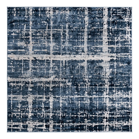 Jill Zarin Uptown Collection Area Rug - Lexington Avenue (7' 10" Square Navy Blue/Beige)