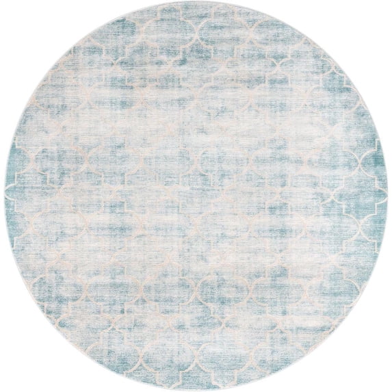 Jill Zarin Uptown Collection Area Rug - Lincoln Center (7' 10" Round Teal/Ivory)