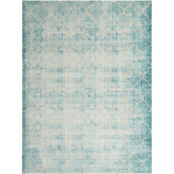 Jill Zarin Uptown Collection Area Rug - Lincoln Center (9' x 12' Rectangle Teal/Ivory)