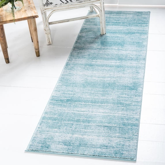 Jill Zarin Uptown Collection Area Rug - Madison Avenue (2' 7" x 8' Runner Turquoise/Ivory)