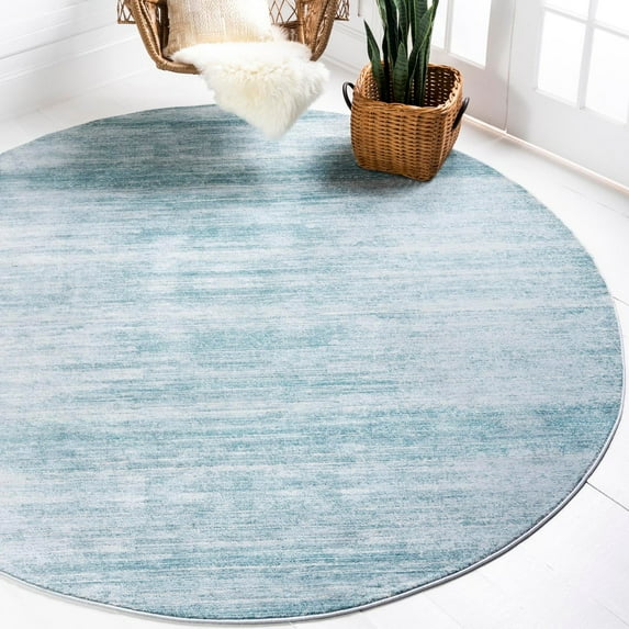 Jill Zarin Uptown Collection Area Rug - Madison Avenue (5' 3" Round Turquoise/Ivory)
