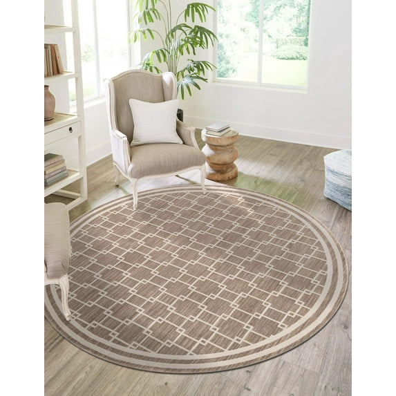 Jill Zarin Uptown Collection Area Rug - Metropolitan (5' 1" Round Beige/Ivory)