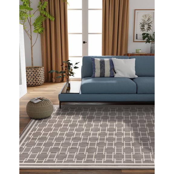 Jill Zarin Uptown Collection Area Rug - Metropolitan (7' 10" Square Gray/Ivory)