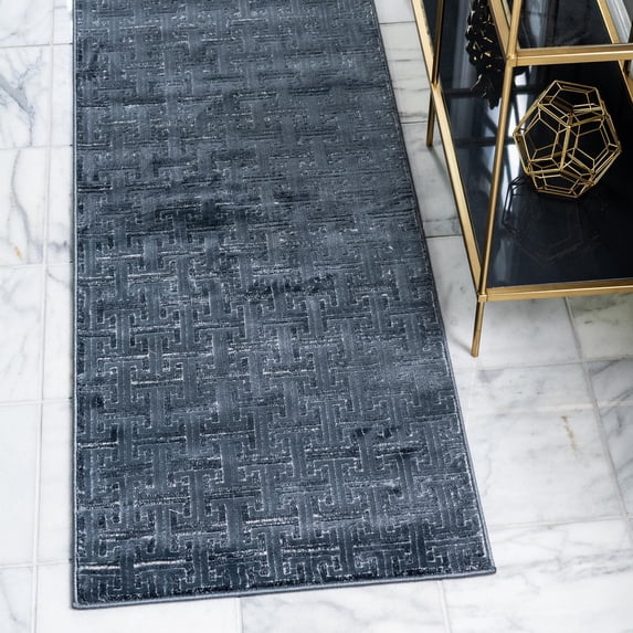 Jill Zarin Uptown Collection Area Rug - Park Avenue (2' 2" x 6' 1" Runner Navy Blue/Ivory)