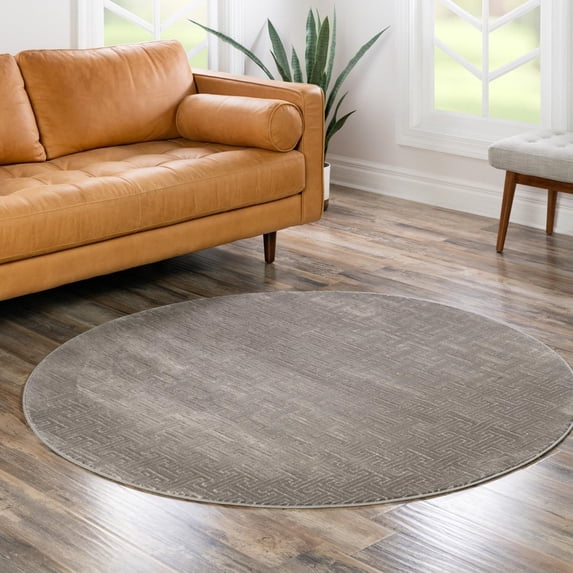Jill Zarin Uptown Collection Area Rug - Park Avenue (5' 3" Round Gray/Ivory)