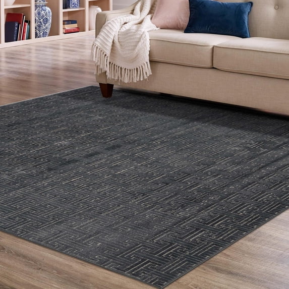 Jill Zarin Uptown Collection Area Rug - Park Avenue (7' 10" Square Navy Blue/Ivory)