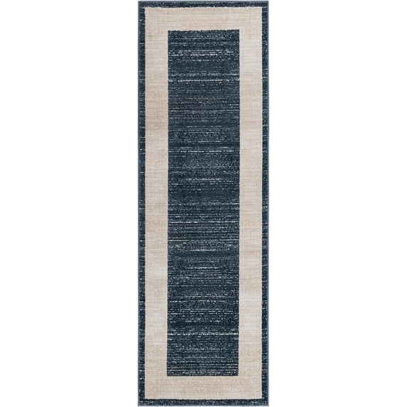 Jill Zarin Uptown Collection Area Rug - Yorkville (2' 7" x 8' Runner Navy Blue/Ivory)
