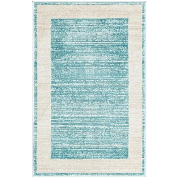 Jill Zarin Uptown Collection Area Rug - Yorkville (2' x 3' 1" Rectangle Turquoise/Ivory)