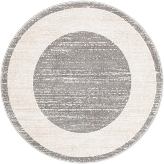 Jill Zarin Uptown Collection Area Rug - Yorkville (3' 3" Round Gray/Ivory)