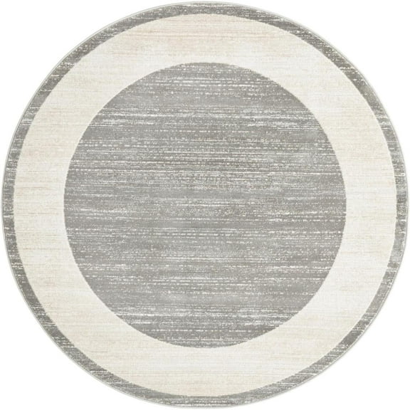 Jill Zarin Uptown Collection Area Rug - Yorkville (5' 3" Round Gray/Ivory)