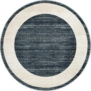 Jill Zarin Uptown Collection Area Rug - Yorkville 5' 3" Round Navy Blue/Ivory