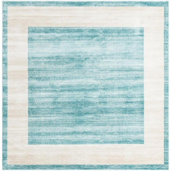 Jill Zarin Uptown Collection Area Rug - Yorkville (7' 10" Square Turquoise/Ivory)