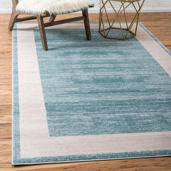 Jill Zarin Uptown Collection Area Rug - Yorkville (9' x 12' 2" Rectangle Turquoise/Ivory)