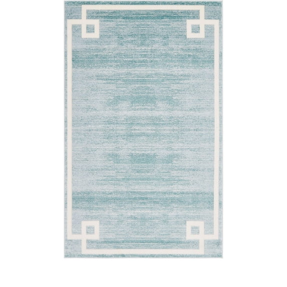 Jill Zarin’s Uptown Rectangular Abstract Modern Area Rugs, Turquoise