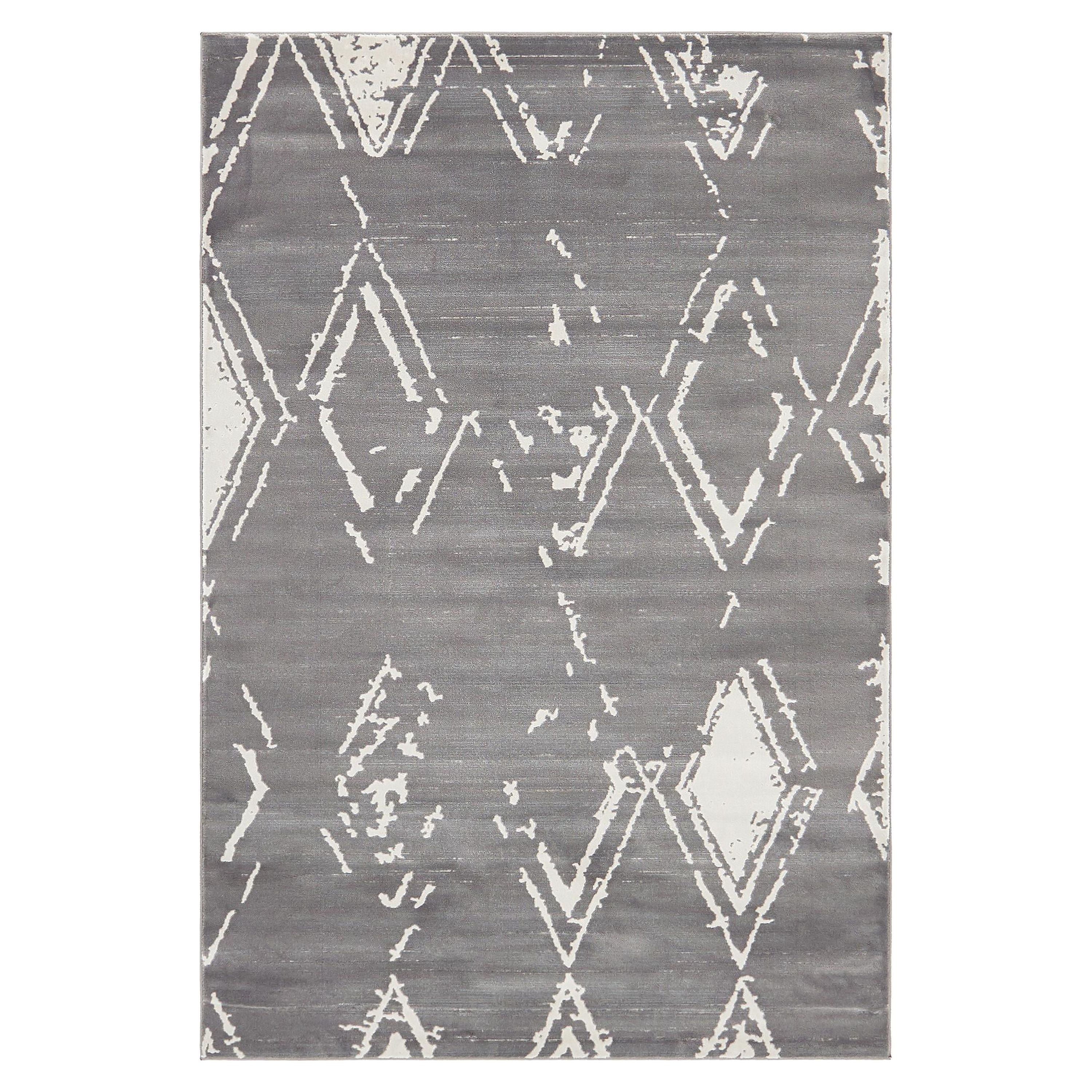 Jill Zarin’s Uptown Rectangular Distressed Modern Area Rugs, Gray
