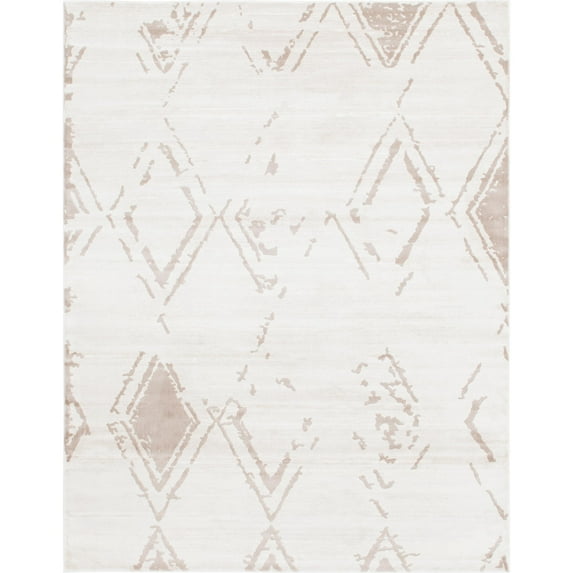 Jill Zarin’s Uptown Rectangular Distressed Modern Area Rugs, Ivory
