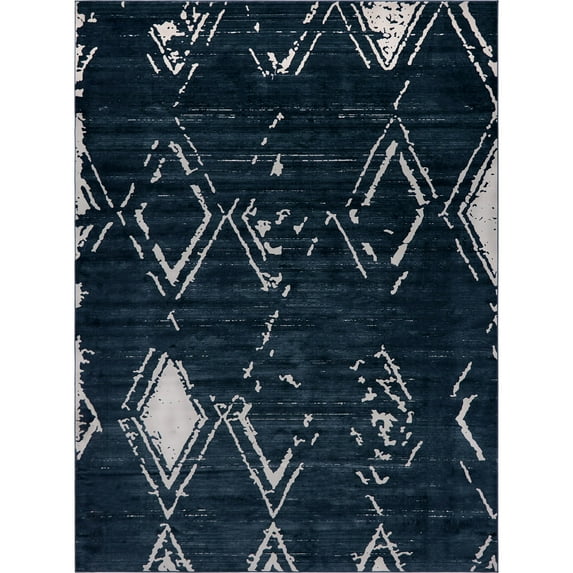Jill Zarin’s Uptown Rectangular Distressed Modern Area Rugs, Navy