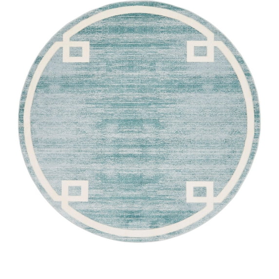 Jill Zarin’s Uptown Round Abstract Modern Area Rugs, Turquoise