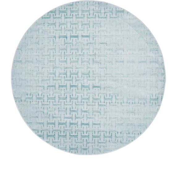 Jill Zarin’s Uptown Round Geometric Modern Area Rugs, Light Blue