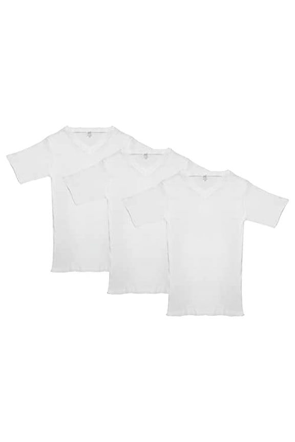 Jill and Jack Boys Vneck Short Sleeve (16) White