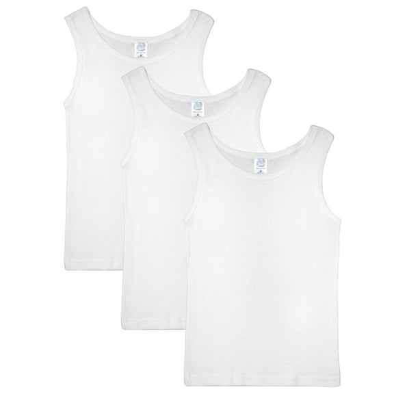 Jill and Jack Sleeveless Undershirts for Boys - Smooth Seamless Feel - Kids Undershirts Boys - White Undershirt -100% Cotton 3 Pack (Size 4)