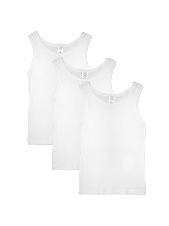 Jill and Jack Sleeveless Undershirts for Boys - Smooth Seamless Feel - Kids Undershirts Boys - White Undershirt -100% Cotton 3 Pack (Size 4)