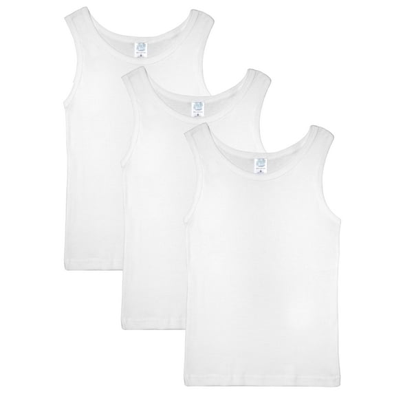 Jill and Jack Sleeveless Undershirts for Boys - Smooth Seamless Feel - Kids Undershirts Boys - White Undershirt -100% Cotton 3 Pack (Size 8)