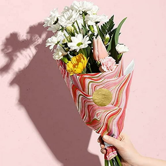 Jillson & Roberts 20" x 30" Printed Christmas Gift Tissue, Marbleized Red, 24 Folded Sheets