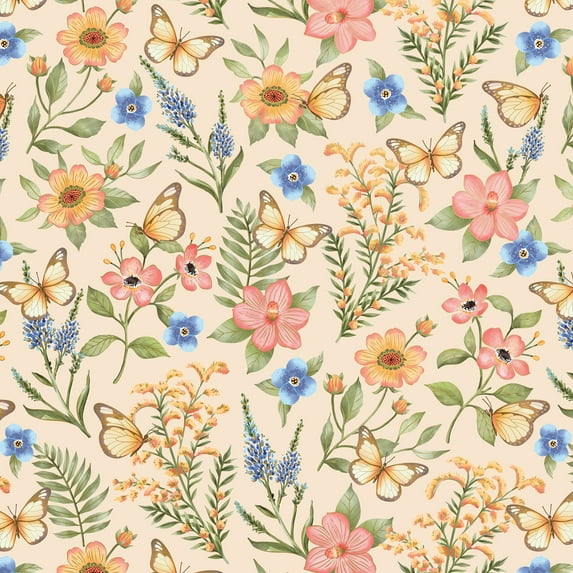 Jillson & Roberts Gift Wrap, Butterfly Floral, Half Ream 417 feet x 30 inches