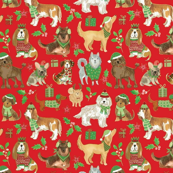Jillson & Roberts Gift Wrap, Canine Christmas (6 Jumbo Rolls 10 feet x 30 inches)
