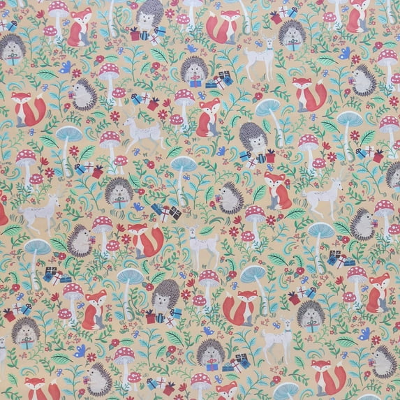 Jillson & Roberts Gift Wrap, Krafty Fox (8 Rolls 5ft x 30in)