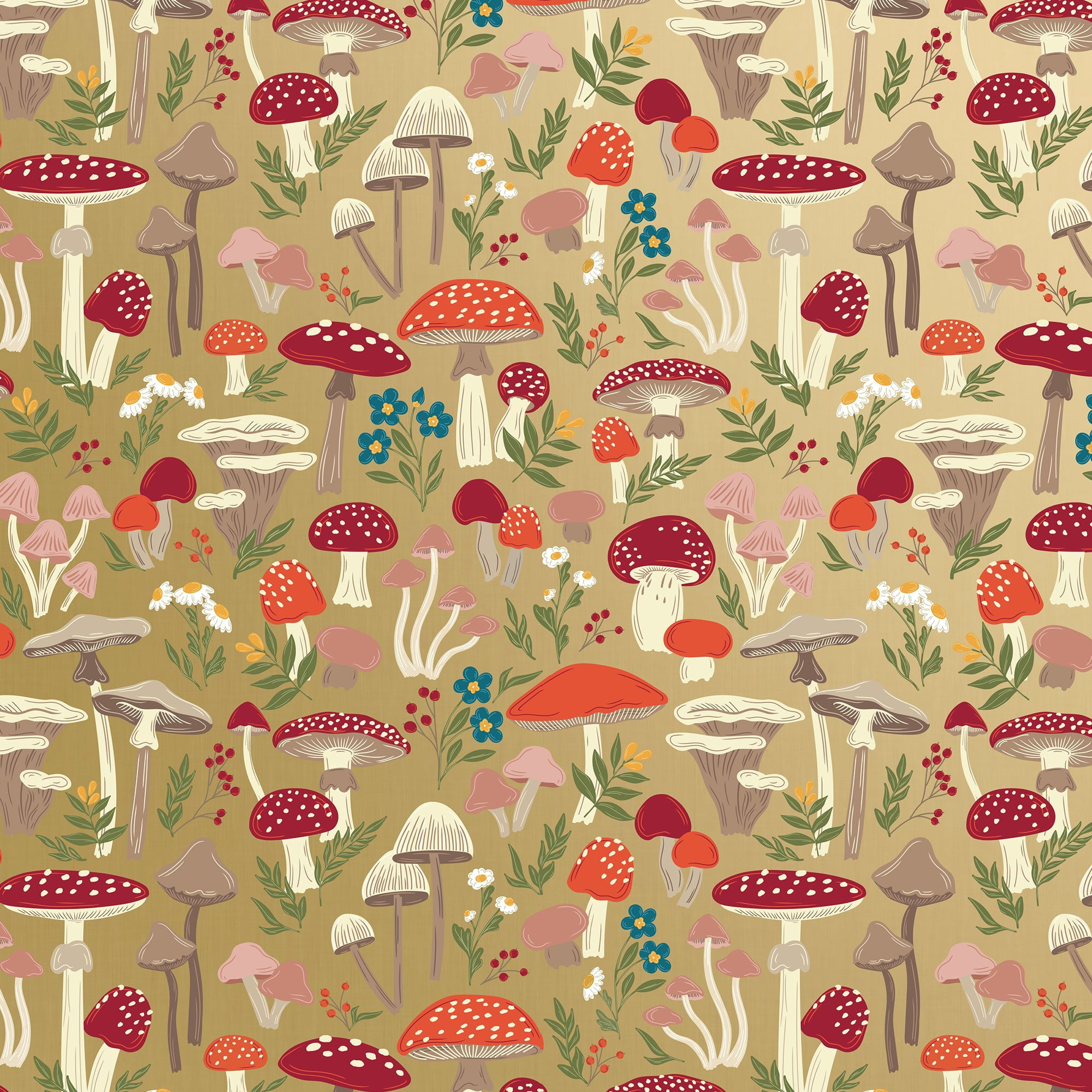 Cottagecore Sage Green Mushroom Wrapping Paper - 6ft X 30in Roll, Thick Premium Gift Wrap