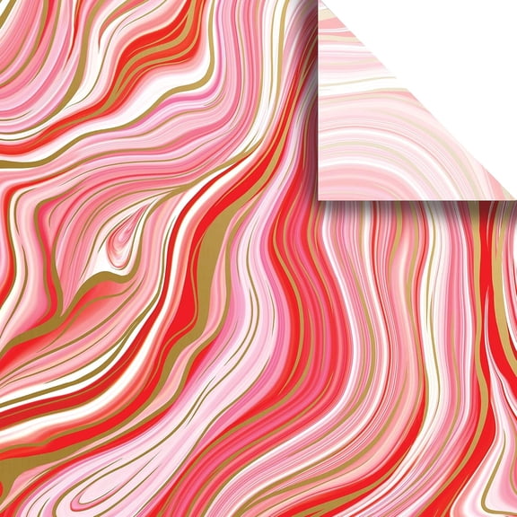 Jillson Roberts Printed Winter Christmas Unfolded Gift Tissue 20" x 30", Marbleized Red (240 Sheets)