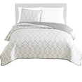 thumbnail image 1 of Jim 2 Piece Twin Size Reversible Coverlet Set - Geometric White and Gray, 1 of 5