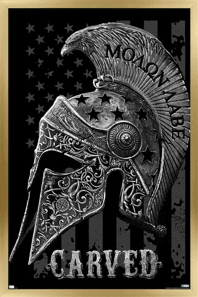 Jim Baldwin - Carved Helmet Wall Poster, 22.375" x 34" Framed