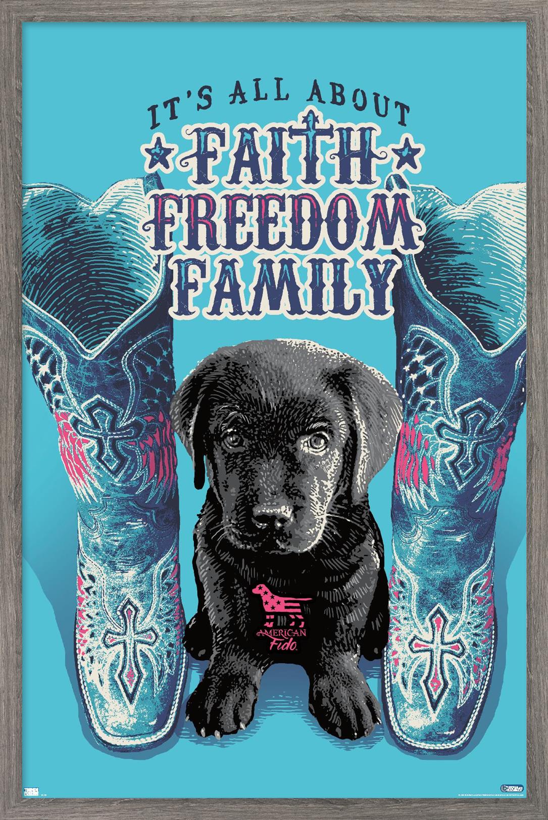 Jim Baldwin - Faith, Freedom, Family Wall Poster, 14.725" x 22.375" Framed