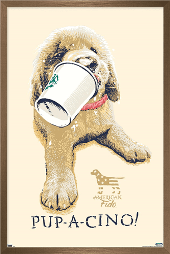 Jim Baldwin - Pup-a-cino Wall Poster, 22.375" x 34" Framed