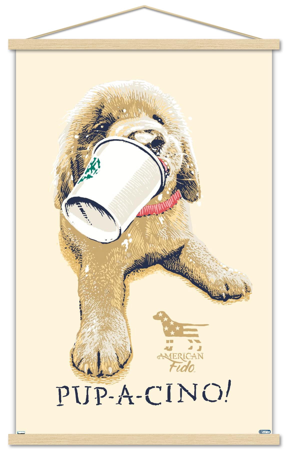 Jim Baldwin - Pup-a-cino Wall Poster with Magnetic Frame, 22.375" x 34"